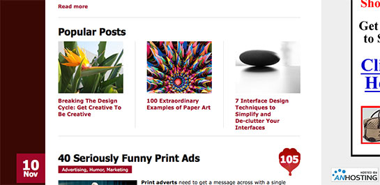 webdesignerdepot Popular Posts Are Listed Within Content On The Web Designer Depot Homepage